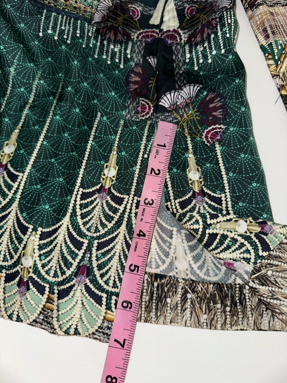 Camilla "Fitsgeralds Flapper" green silk art deco quilted jacket top M NO BELT - Picture 7 of 11